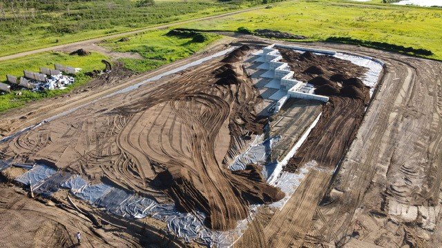 Aerial view of a completed site development